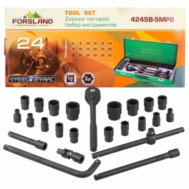 Набор инструментов 24пр. 1/2''(6гр.)(8-32мм) Forsland Forsland-4245B-5MPB