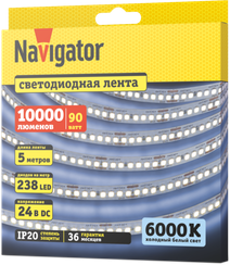 Лента светодиодная Navigator 24V 18Вт 6000К IP20 бухта 5м белая 40631