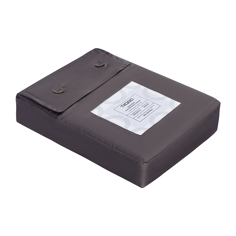 Комплект постельного белья из премиального сатина темно-серого цвета из коллекции essential, 200х220 см