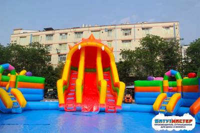 Надувной аквапарк с бассейном и горками «Страна Монстриков», 21×20×6,5 м