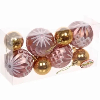 Новогодние шары 6/4 см (набор 8 шт) «Яркий восторг», Шампань