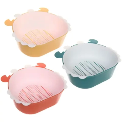 Дуршлаг пластиковый с поддоном «Крабик» 26*24*9см, микс цветов