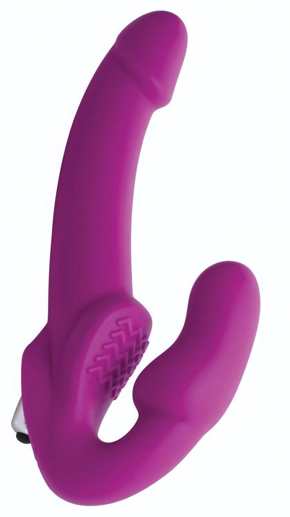 Ярко-розовый безремневой вибрострапон Evoke Vibrating Strapless Silicone Strap-on Dildo (Цвет: ярко-розовый)