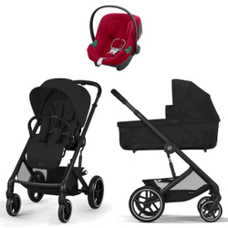 Коляска Cybex Balios S Lux BLK complete Aton B2 Dynamic Red 3 в 1 Moon Black с дождевиками