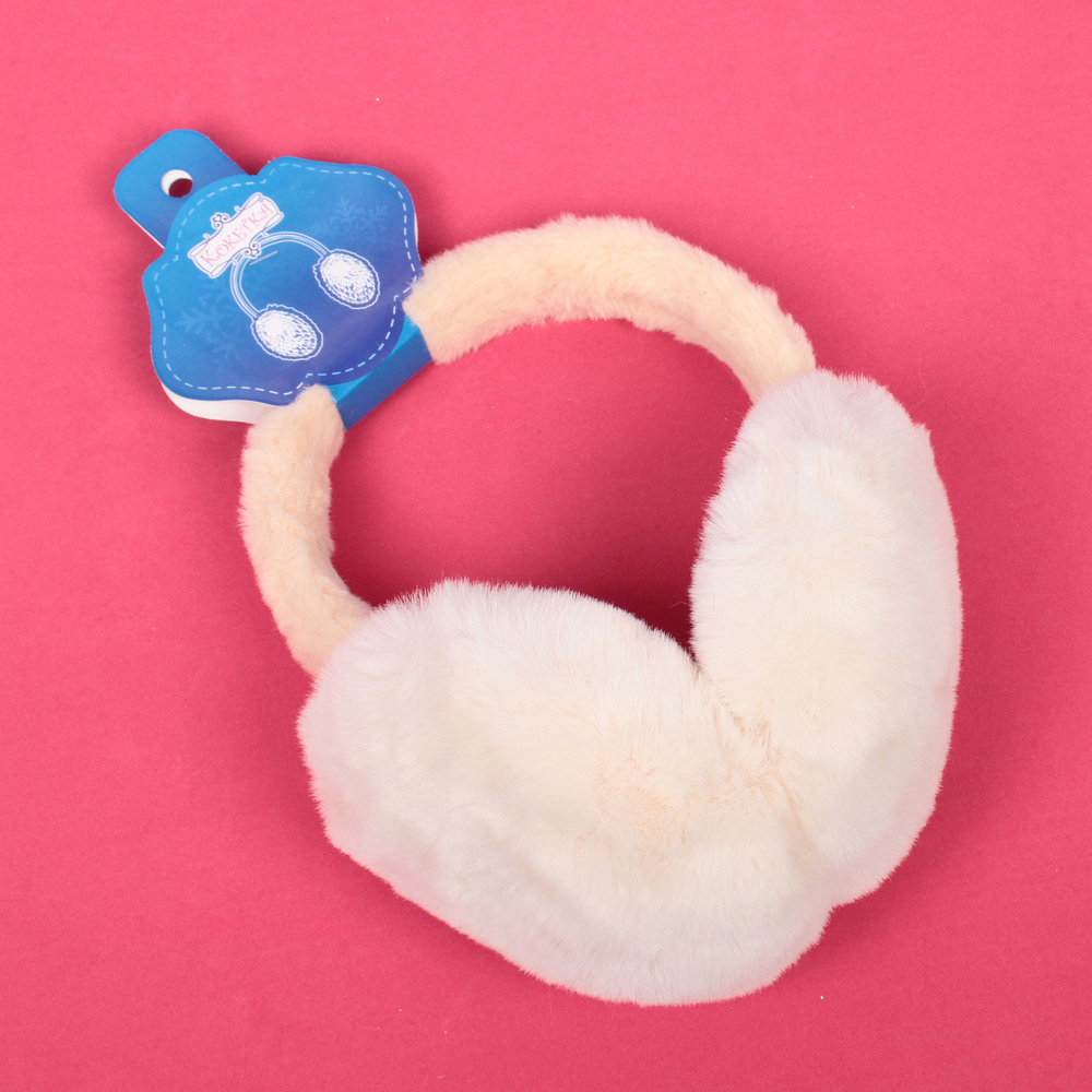 Наушники меховые складные «Salon Teplo», цвет миндаль, ( подвес Ultramarine)