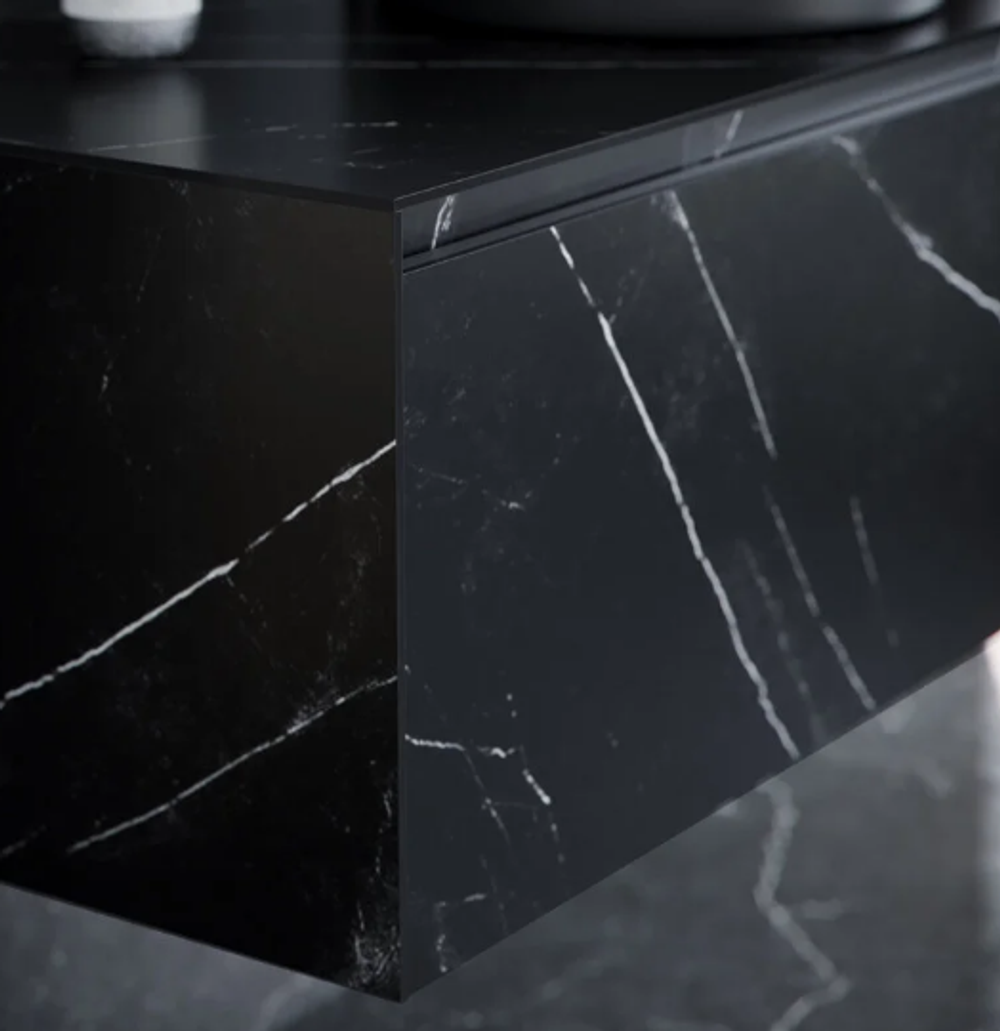 Тумба подвесная SANCOS Stone из керамогранита с одним выдвижным ящиком и столешницей из керамогранита 1200х400х495, керамогранит Nero Marquina, арт. ST120NM