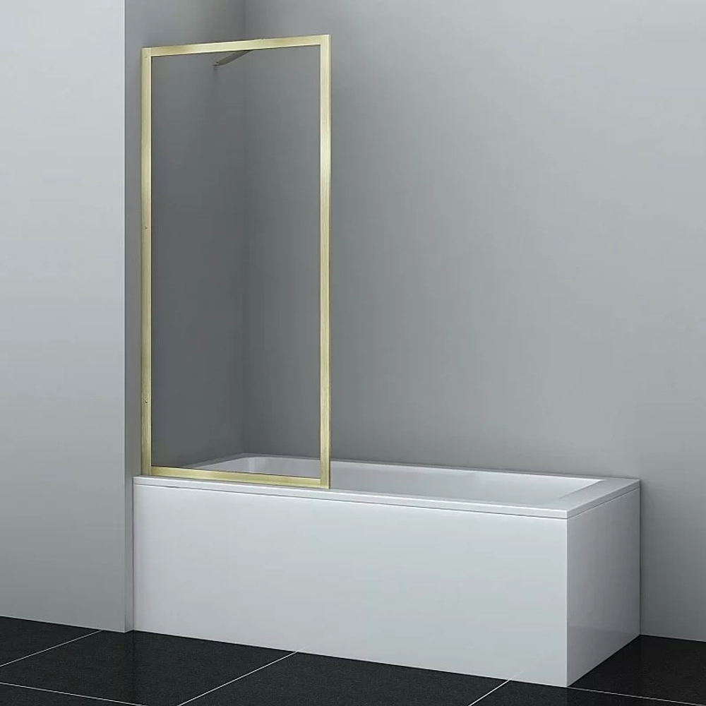 Шторка для ванны WasserKRAFT Abens 20W01-80 Brushed gold Fixed прозрачная/профиль золото