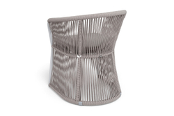 "Романо" стул плетеный из роупа, каркас алюминий белый муар, роуп бежевый круглый, ткань бежевая 15052