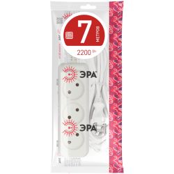 Удлинитель электрический ЭРА U-3-7m-2x1 без заземления 3 розетки 7м ПВС 2x1мм2 10А