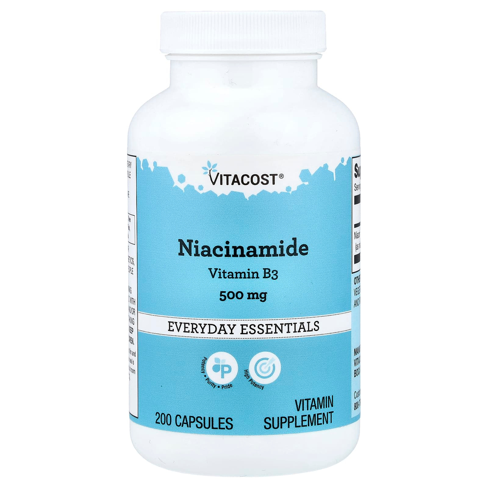 Vitacost, никотинамид, 500 мг, 200 капсул
