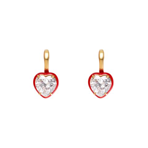 Heart Macaroon Earrings - Strawberry
