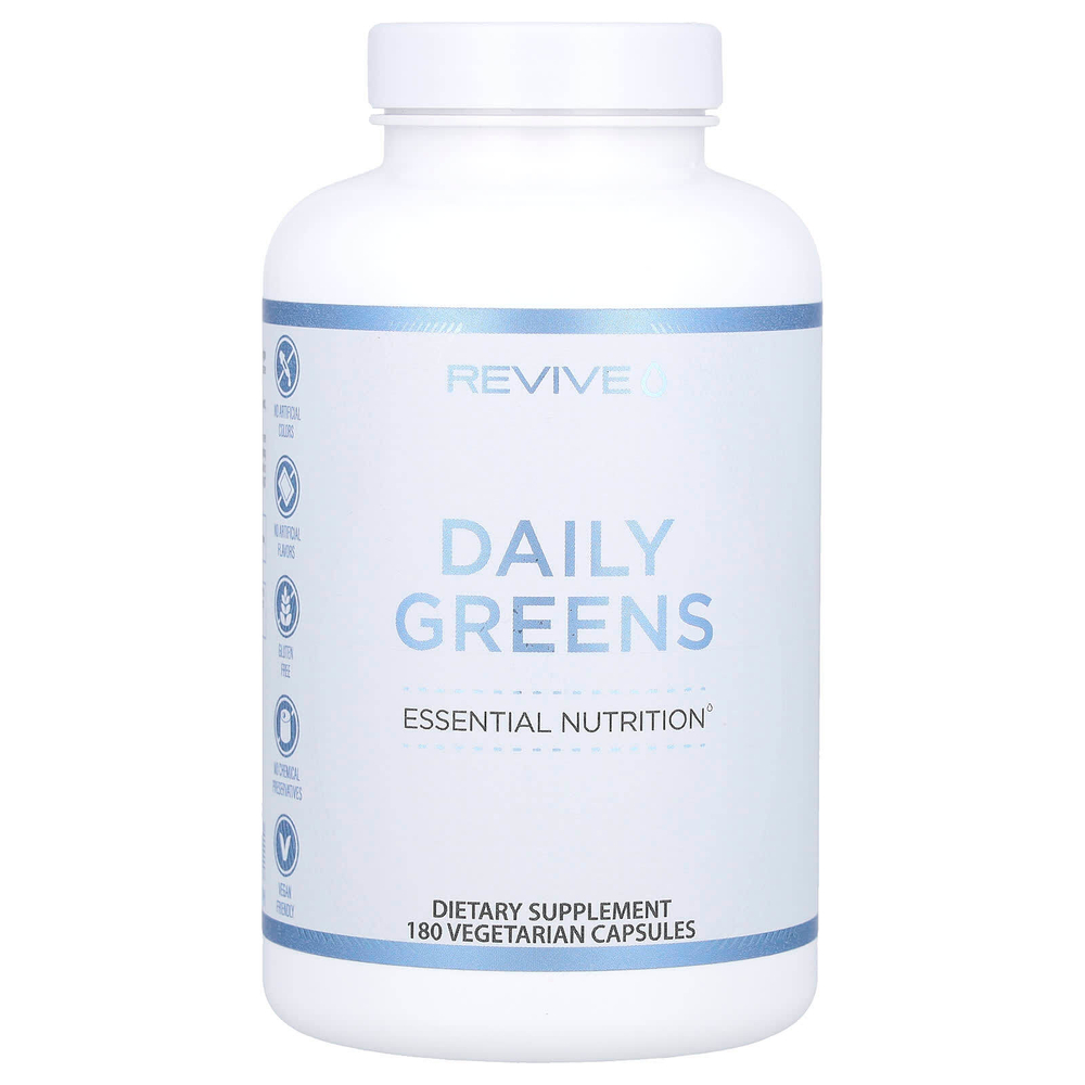 Revive, Daily Greens, ежедневная зелень, 180 вегетарианских капсул