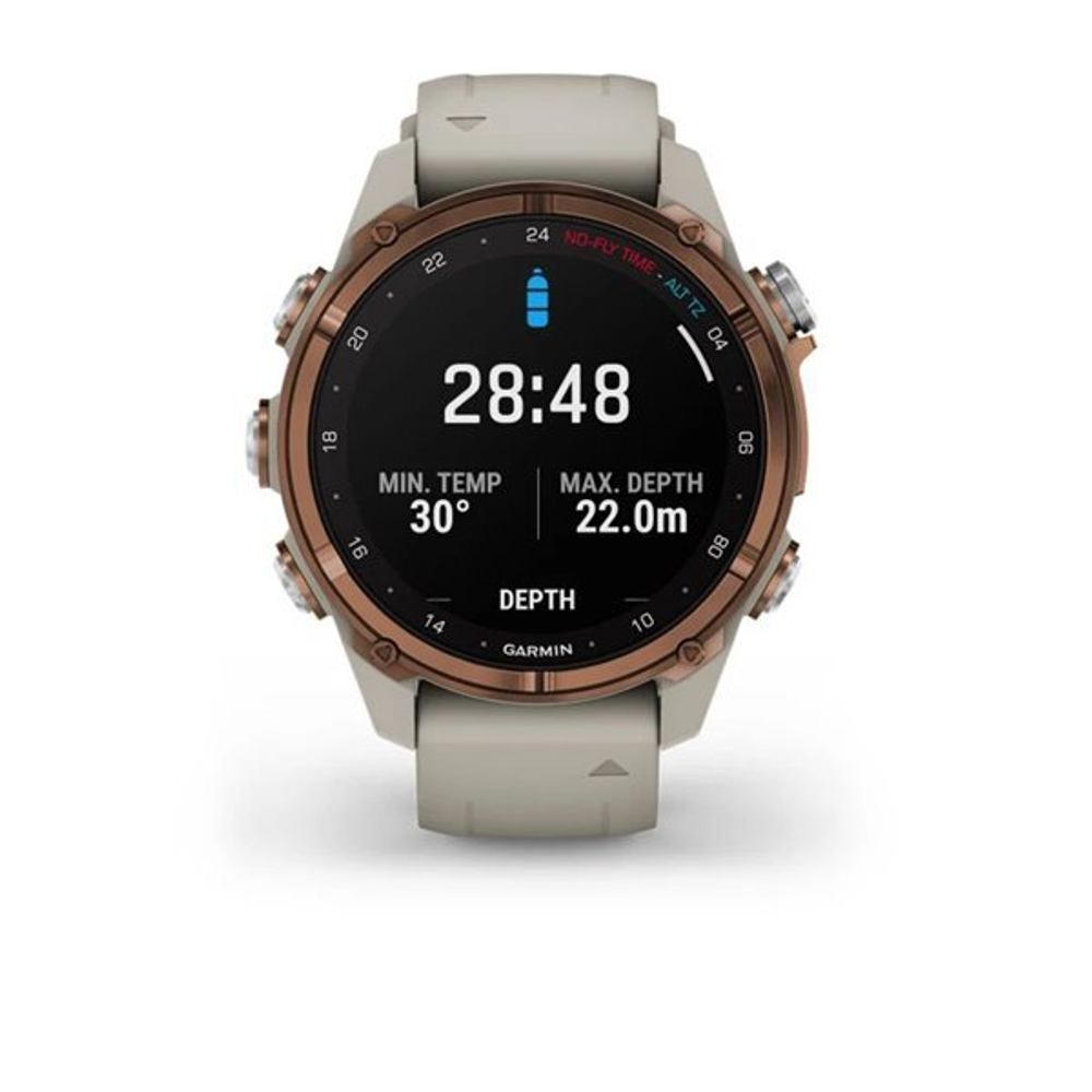 Умные часы Garmin Descent MK3i - 43 мм Бронзовый титан с PVD-покрытием, силиконовый ремешок французского серого цвета и трансивер Descent T2