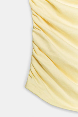ZARA ТОП С ДРАПИРОВКОЙ И СБОРКАМИ, ЖЕЛТЫЙ