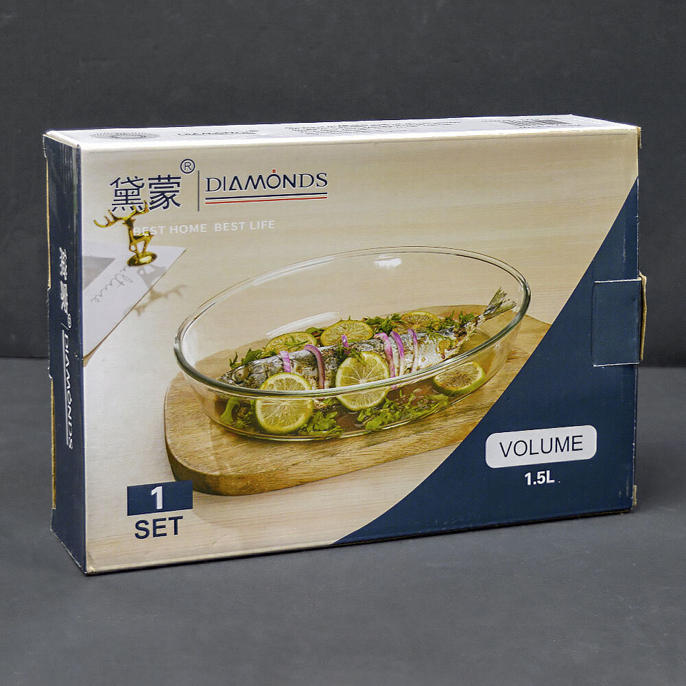 Форма для выпечки 1,5л овальная, термостойкое стекло