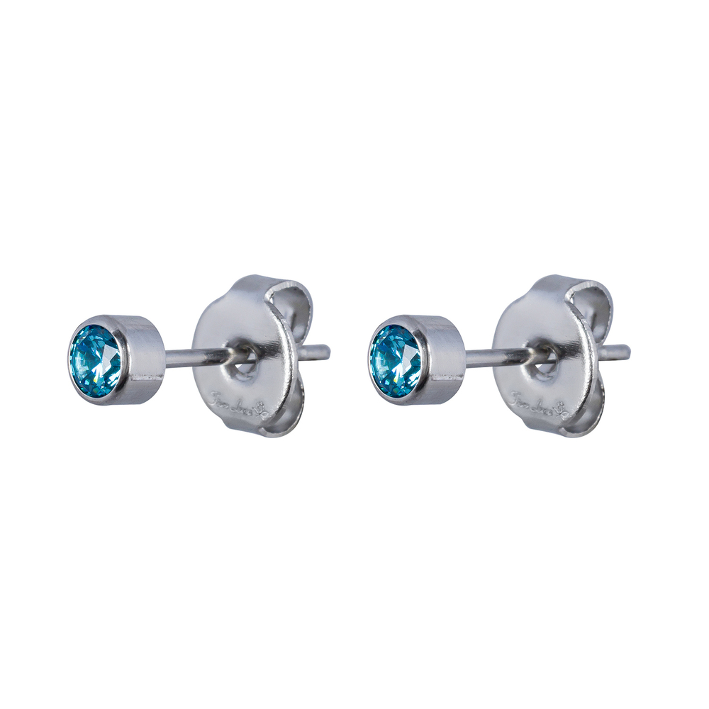 Серьги пусеты Fiore Luna Cubic zirconia Aquamarine SWE0128 A S