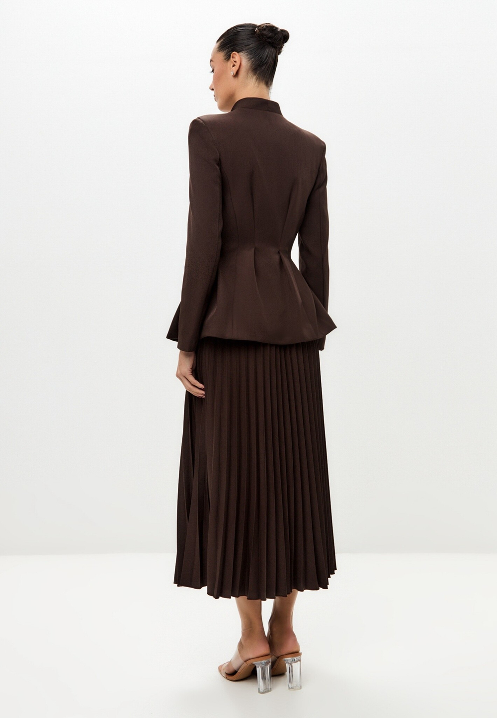 Жакет с воротником - полустойкой удлиненный