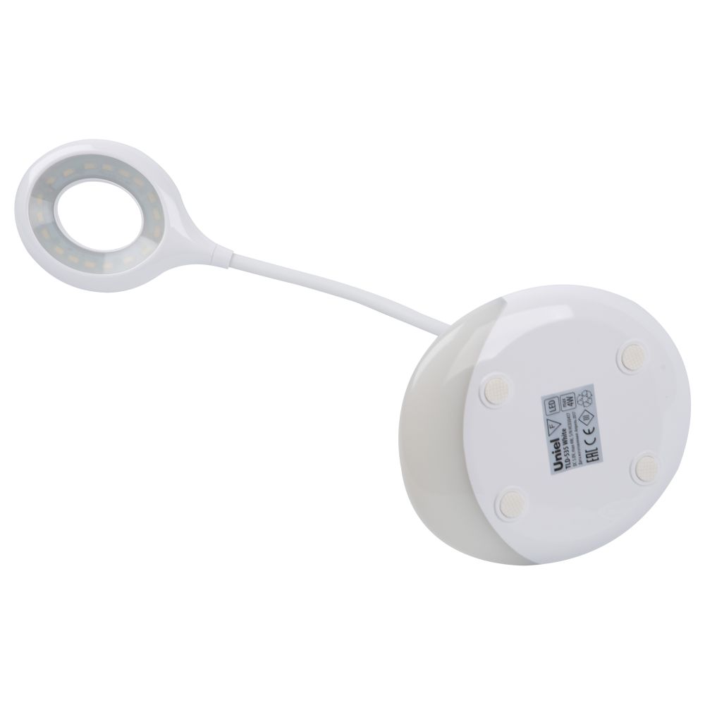 TLD-535 White-LED-250Lm-5500K-Dimmer Светильник настольный с ночником RGB. 4W. Встроенный аккумулятор 1800mAh. Сенсорный выключатель. Белый. TM Uniel.