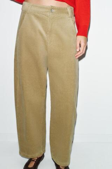 ZARA ВЕЛЬВЕТОВЫЕ БРЮКИ BARREL, СВЕТЛЫЙ ЖЕЛТО-КОРИЧНЕВЫЙ