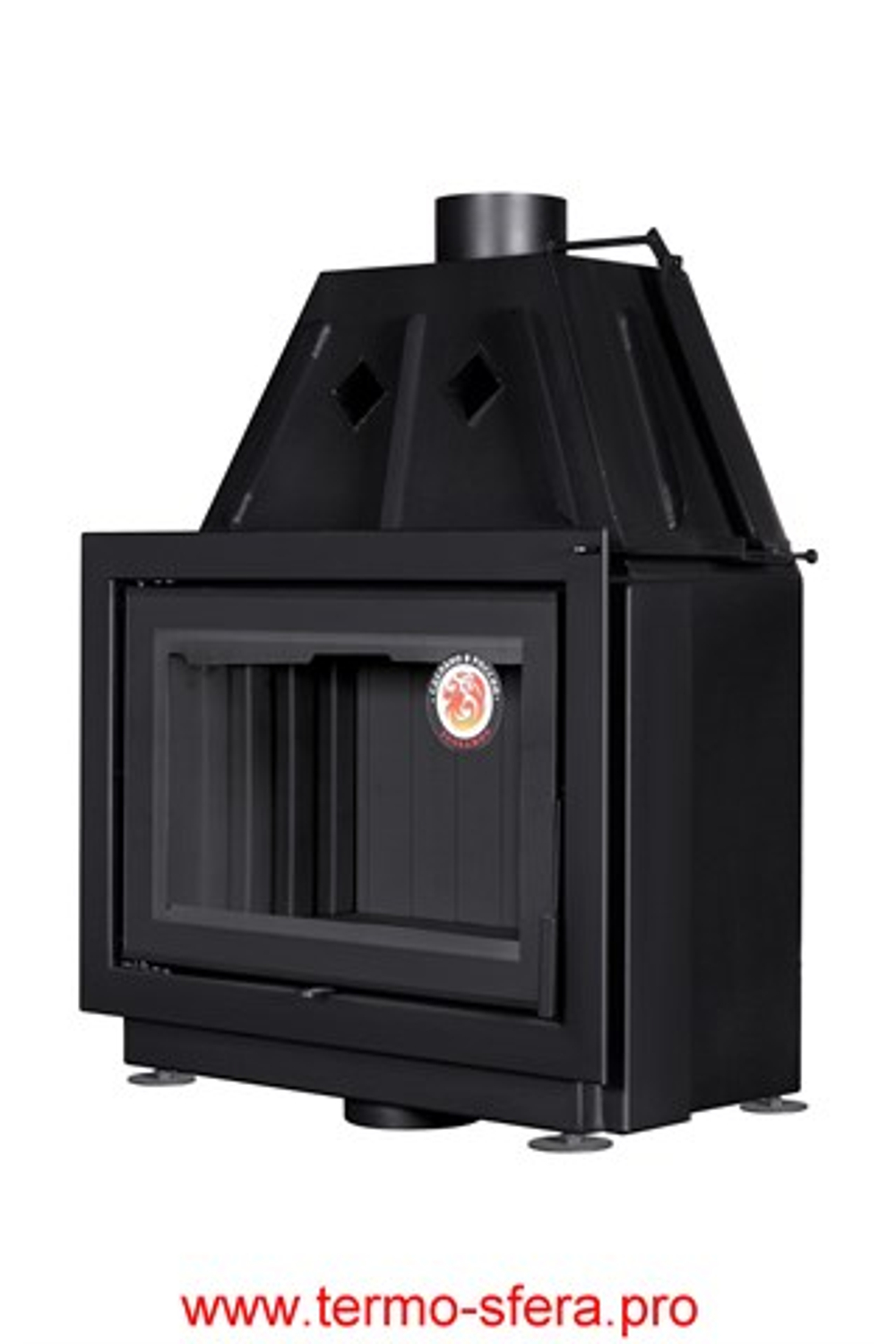 Каминная топка Экокамин Альфа 700-150 B принтинг черный шамот