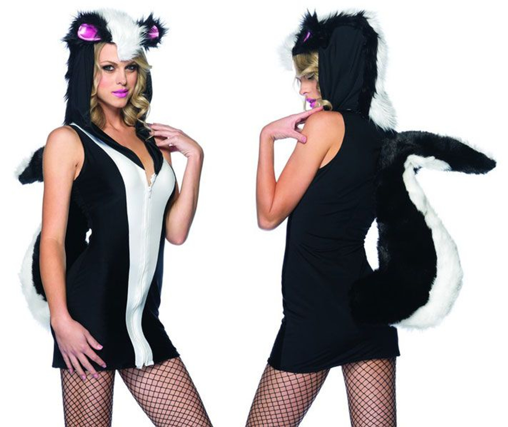Игровой костюм очаровательного скунса (Размер: S-M) (Цвет: черный с белым)