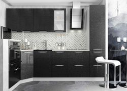 Модульный кухонный гарнитур «Олива» 1450/2750 (Черный металлик), ЛДСП, ДСВ Мебель