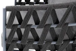 "Диего" кресло плетеное из роупа, каркас алюминий темно-серый (RAL7024) муар, роуп темно-серый круглый, ткань темно-серая 027