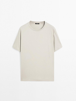 Massimo Dutti Футболка из смесового хлопка, каменно-серый