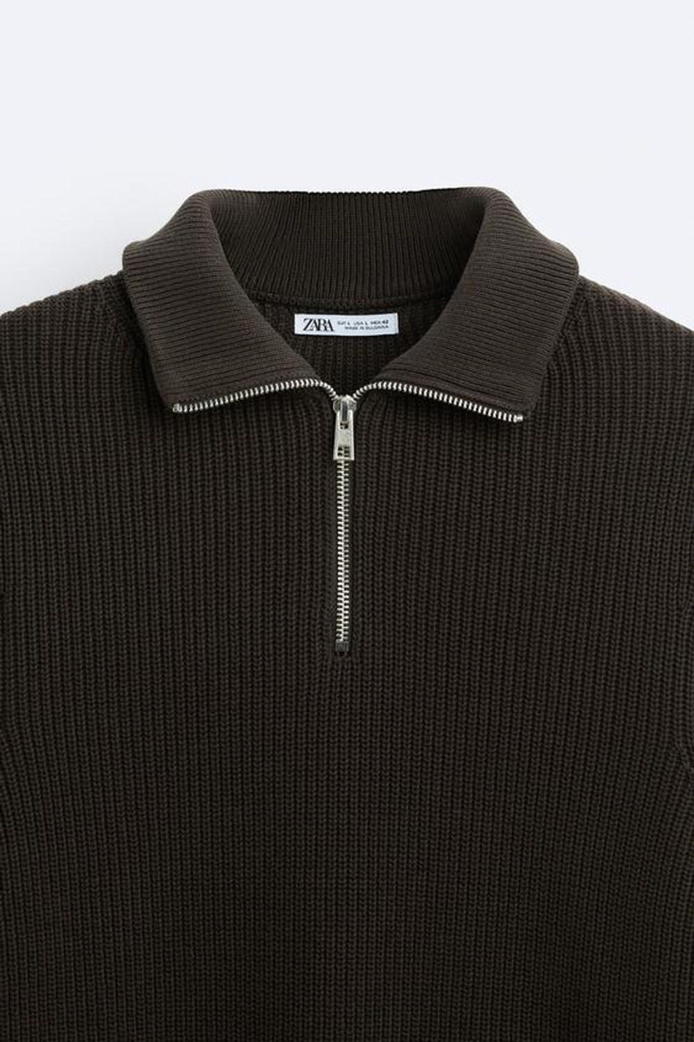 ZARA СВИТЕР С КОРОТКОЙ ЗАСТЕЖКОЙ-МОЛНИЕЙ, КОРИЧНЕВЫЙ