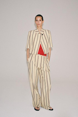 ZARA БРЮКИ В ПОЛОСКУ СО СКЛАДКАМИ — ZW COLLECTION, БЕЖЕВЫЙ