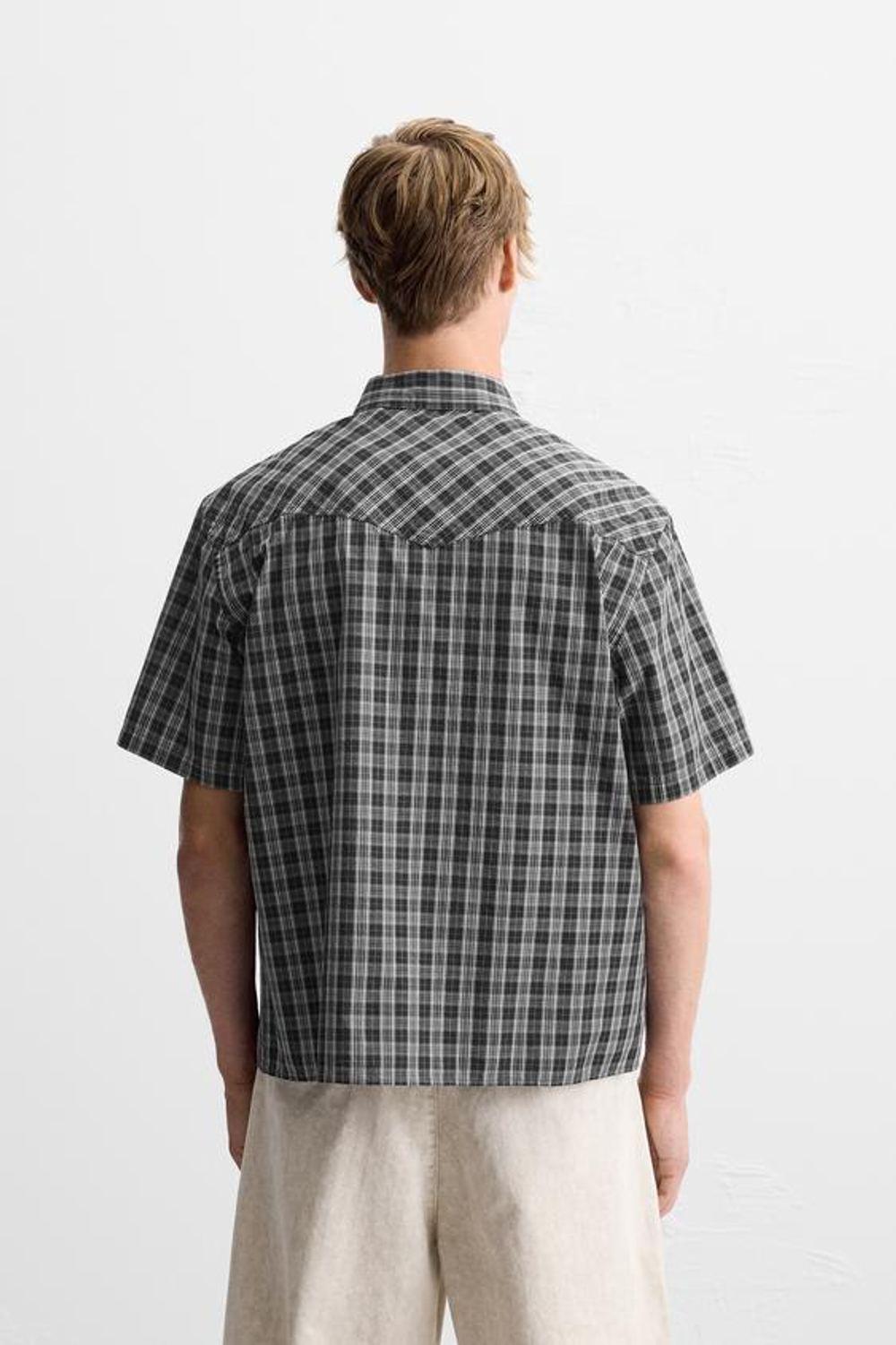 ZARA РУБАШКА В КЛЕТКУ, ЧЕРНЫЙ