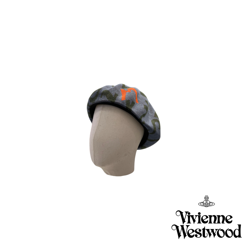 VIVIENNE WESTWOOD БЕРЕТ СЕРЫЙ С ПРИНТОМ
