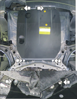 Защита картера Двигателя, КПП. 2 мм, Сталь. для Jeep Liberty 2007-2013, Jeep Compass 2006-2016 MOTODOR.05201