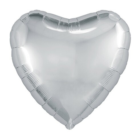 Фольгированный шар-сердце, металлик, серебро, 76 см