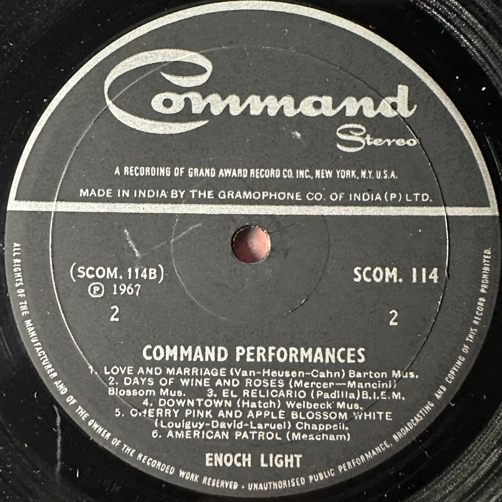 Enoch Light And The Light Brigade ‎– Command Performances (Индия 1967г.)