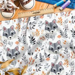 Ткань премиум бифлекс мордочки волчат