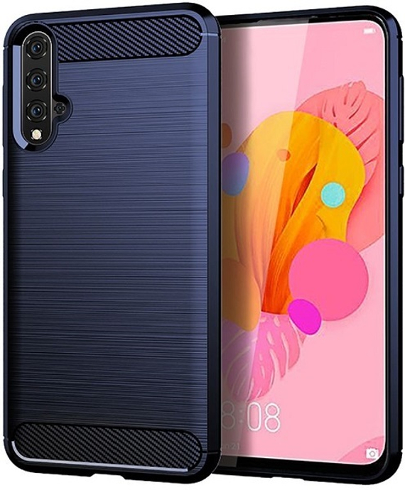 Чехол для Huawei Nova 5 (Nova 5 Pro) цвет Blue (синий), серия Carbon от Caseport