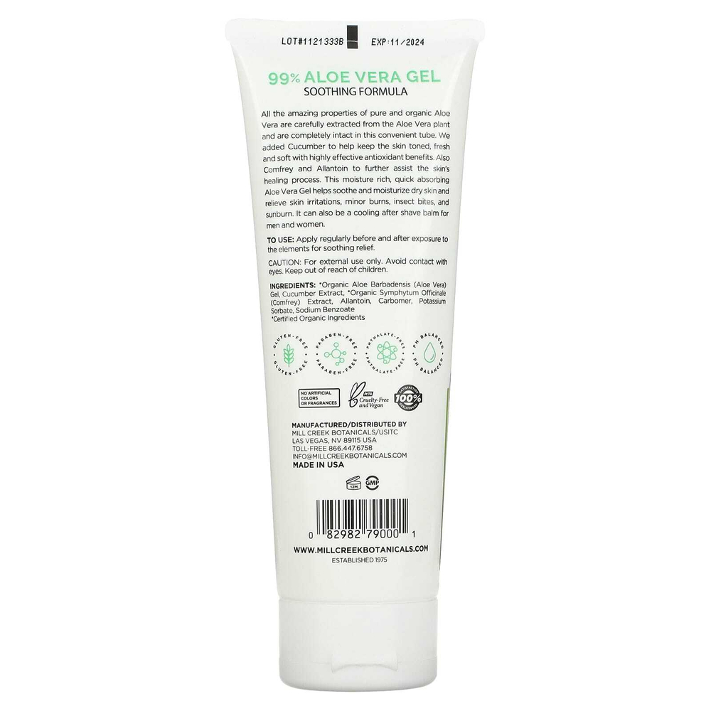 Mill Creek Botanicals, 99% успокаивающий гель алоэ вера, 236 мл (8 жидких унций)