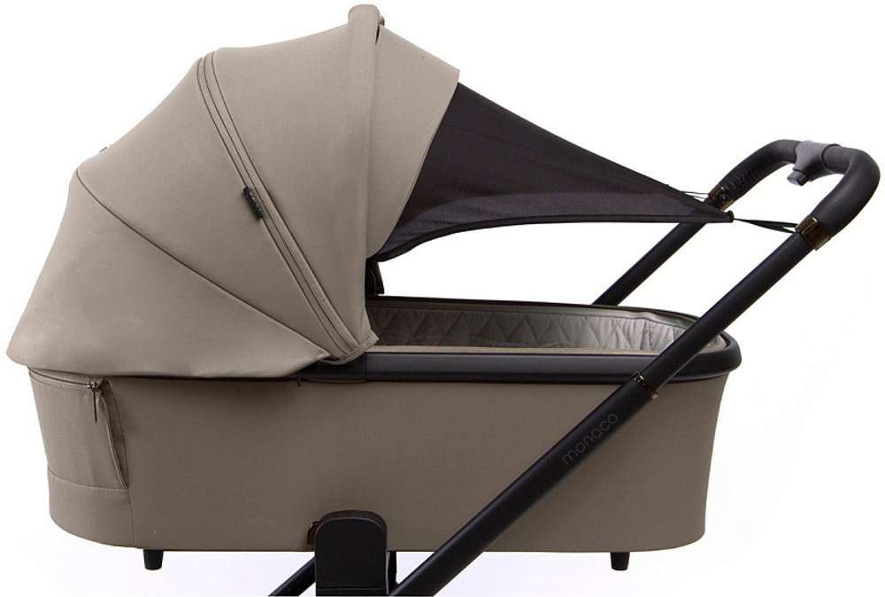Детская коляска Peppy Monaco 3 в 1 с автокреслом Verona Beige Sandstone (песочный), рама черная