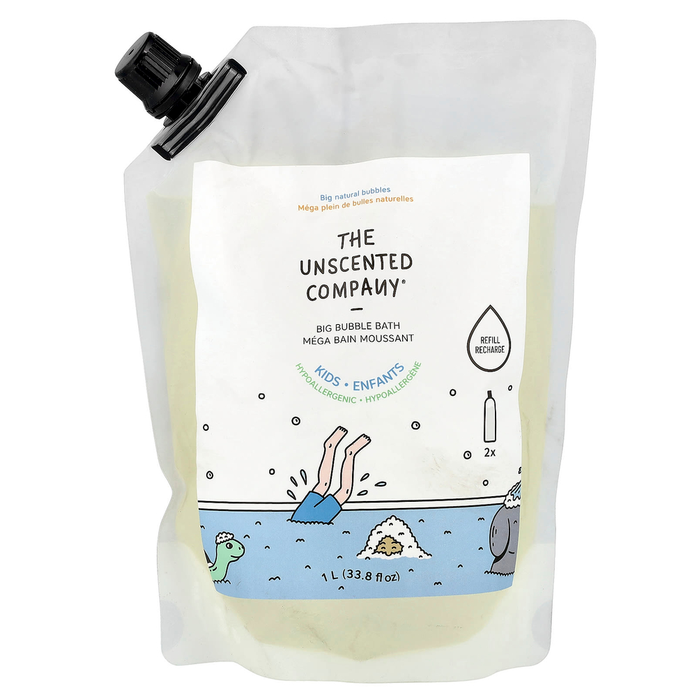 The Unscented Company, Kids, Big Bubble Bath, Refill, без отдушек, 1 л (33,8 жидк. Унции)