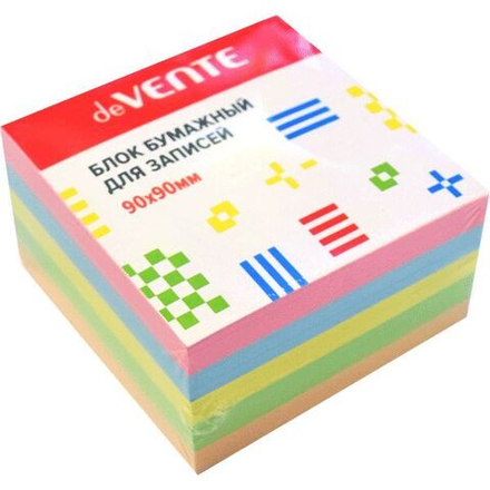 Блок бумаги для записи (90*90*50мм) цветной, 5цв., непроклеенный, 80г/м2