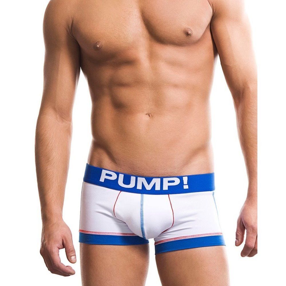Мужские трусы боксеры белые с синей окантовкой PUMP! Baseball