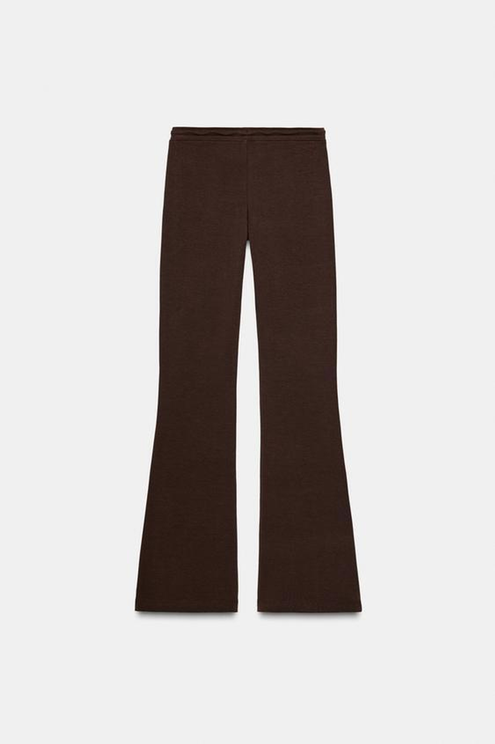 ZARA БРЮКИ-КЛЕШ ИЗ ИНТЕРЛОКА, КОРИЧНЕВЫЙ