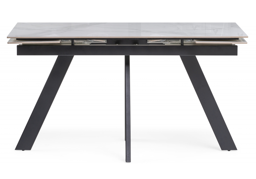 Керамический стол Woodville Невис 140(200)х80х76 creto statuario cara polished, черный