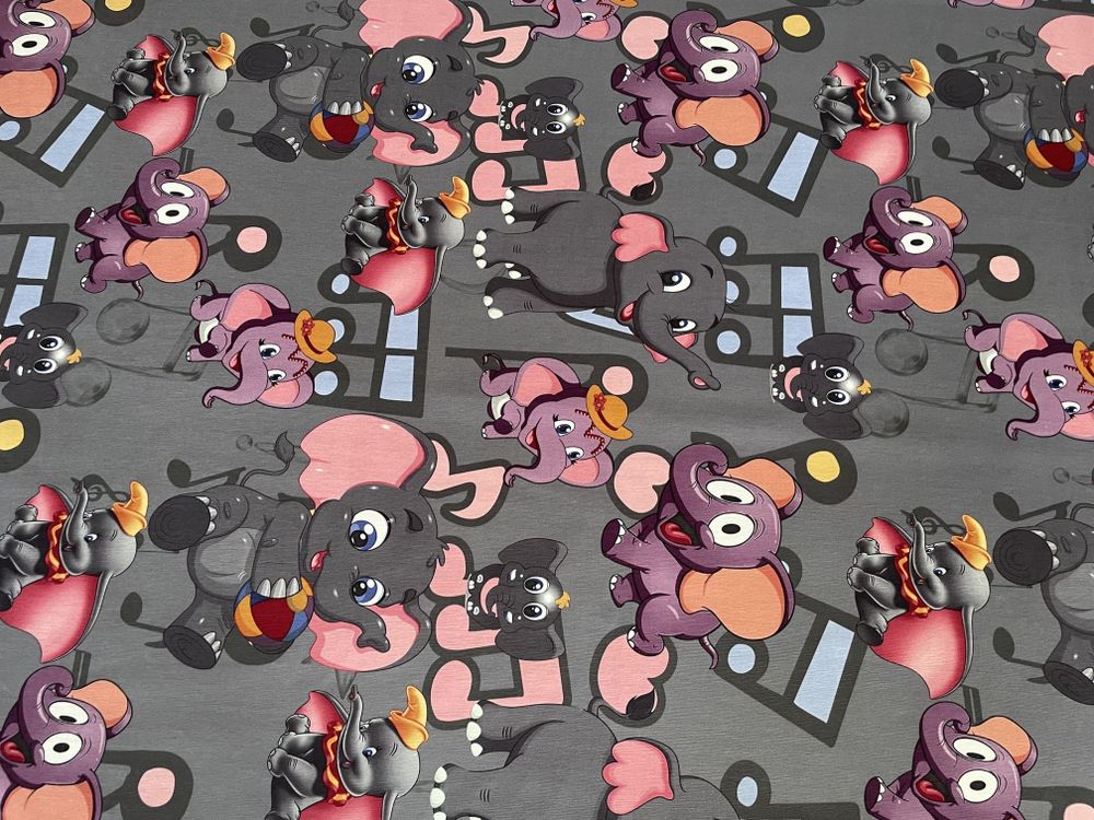 Велюр Слоники 05 серый