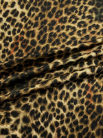 Шелк с шерстью бежево-коричневый с анималистичным принтом