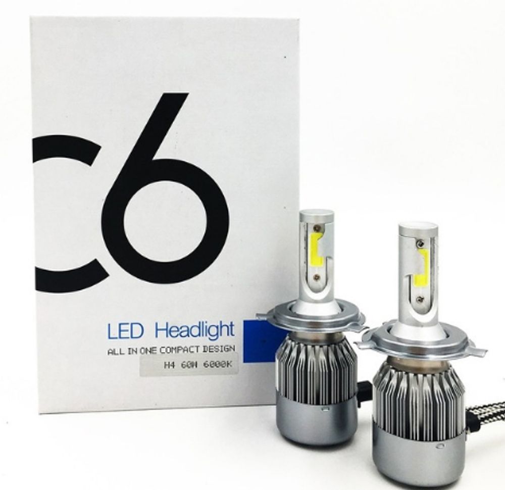 Светодиодные лампы H4 головного света Led Headlight C6 (5500k) 36w (2 Шт) 0.2кг 18х12х5 см