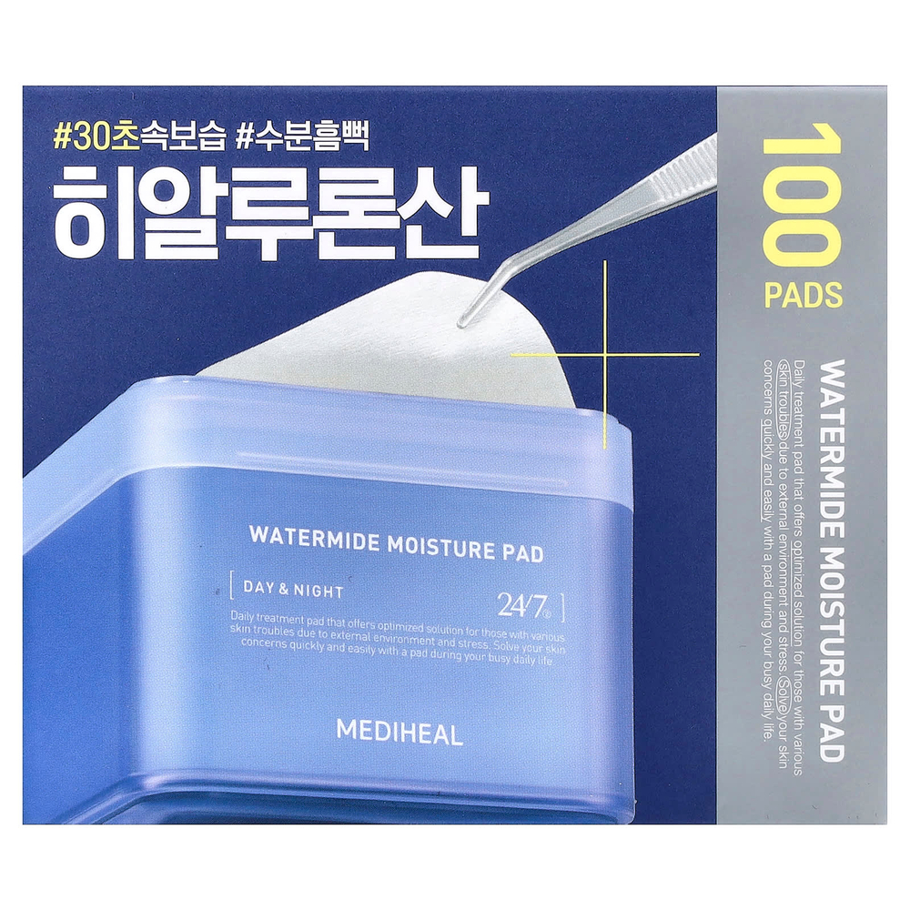 MEDIHEAL, Watermide, увлажняющие салфетки, 100 шт., 150 мл (5,07 жидк. унции)