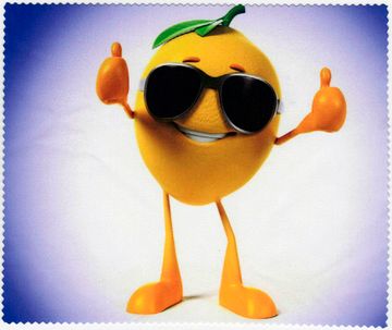 Салфетка микрофибра 15х18 (ЛИМОН В ОЧКАХ) в  упаковке.