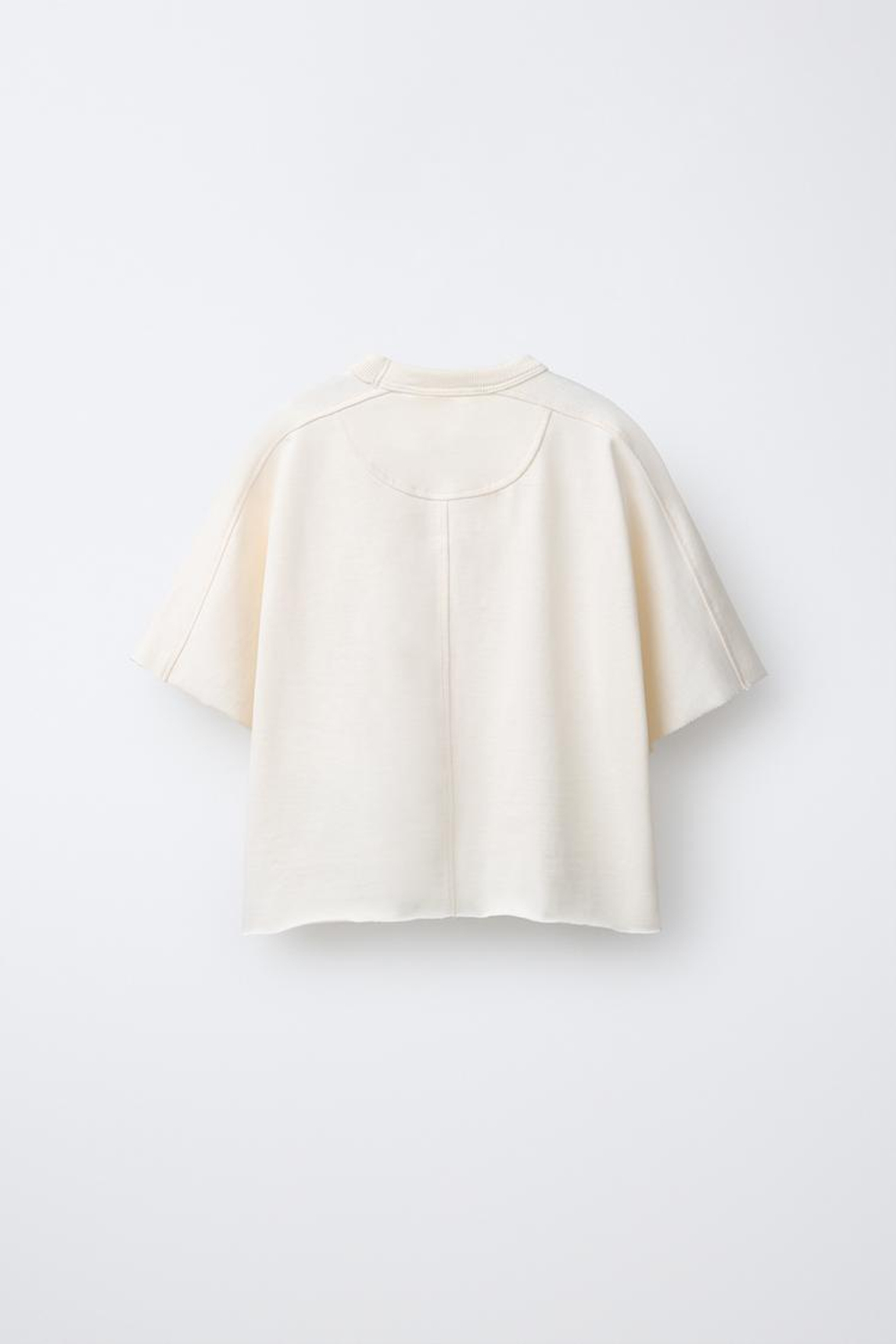 ZARA КОМПЛЕКТ ИЗ ФУТБОЛКИ И БРЮК КЮЛОТ HEAVY WEIGHT С ДЕКОРАТИВНЫМИ ШВАМИ, ЭКРЮ